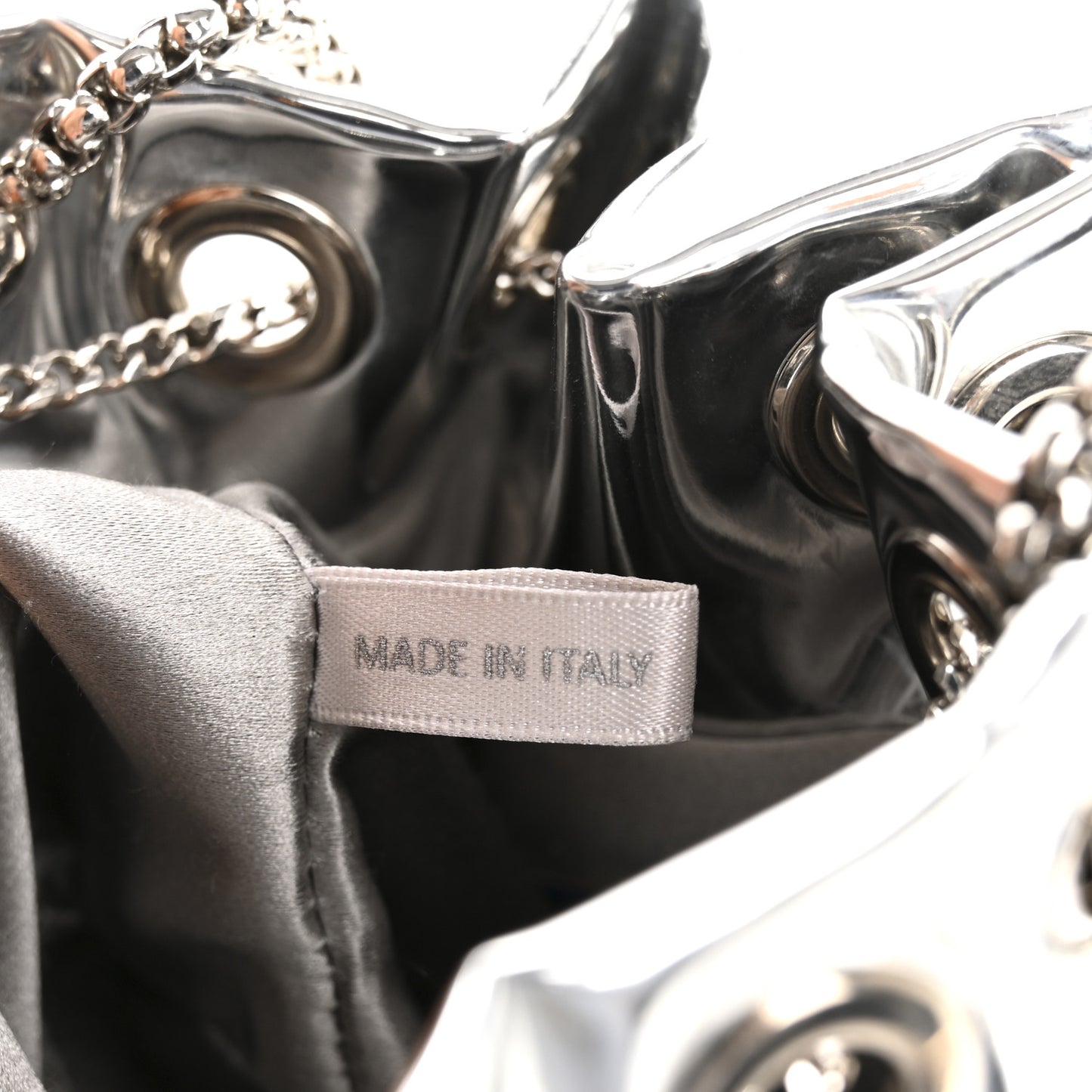 Metallic Patent Bon Bon Bag Silver