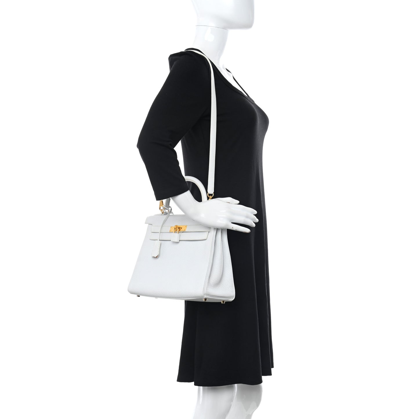 Taurillon Clemence Horseshoe Kelly Retourne 28 White Jaune D'Or