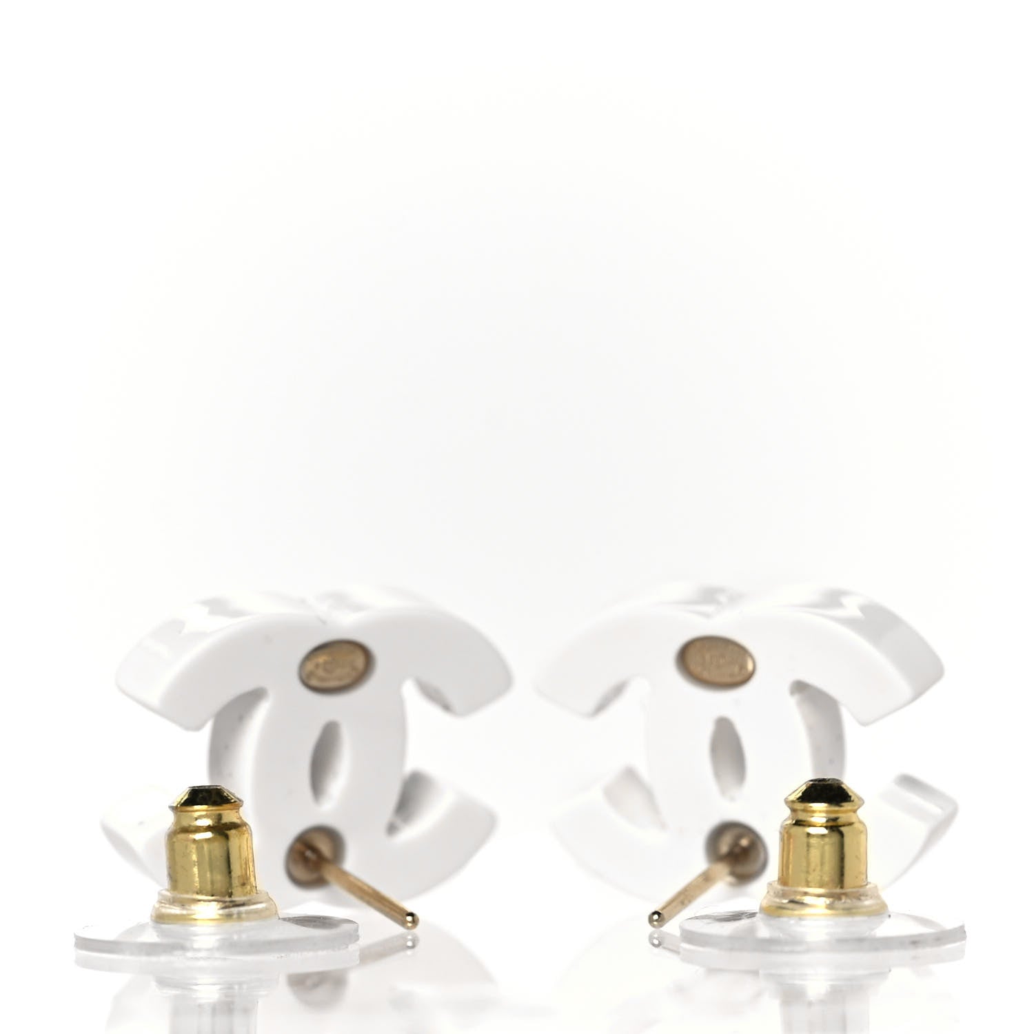 Chanel Resin CC Earrings White Balck 3 of 4