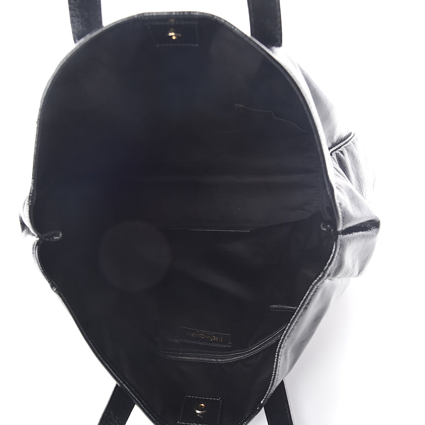 Textured Patent Y-Mail Tote Black