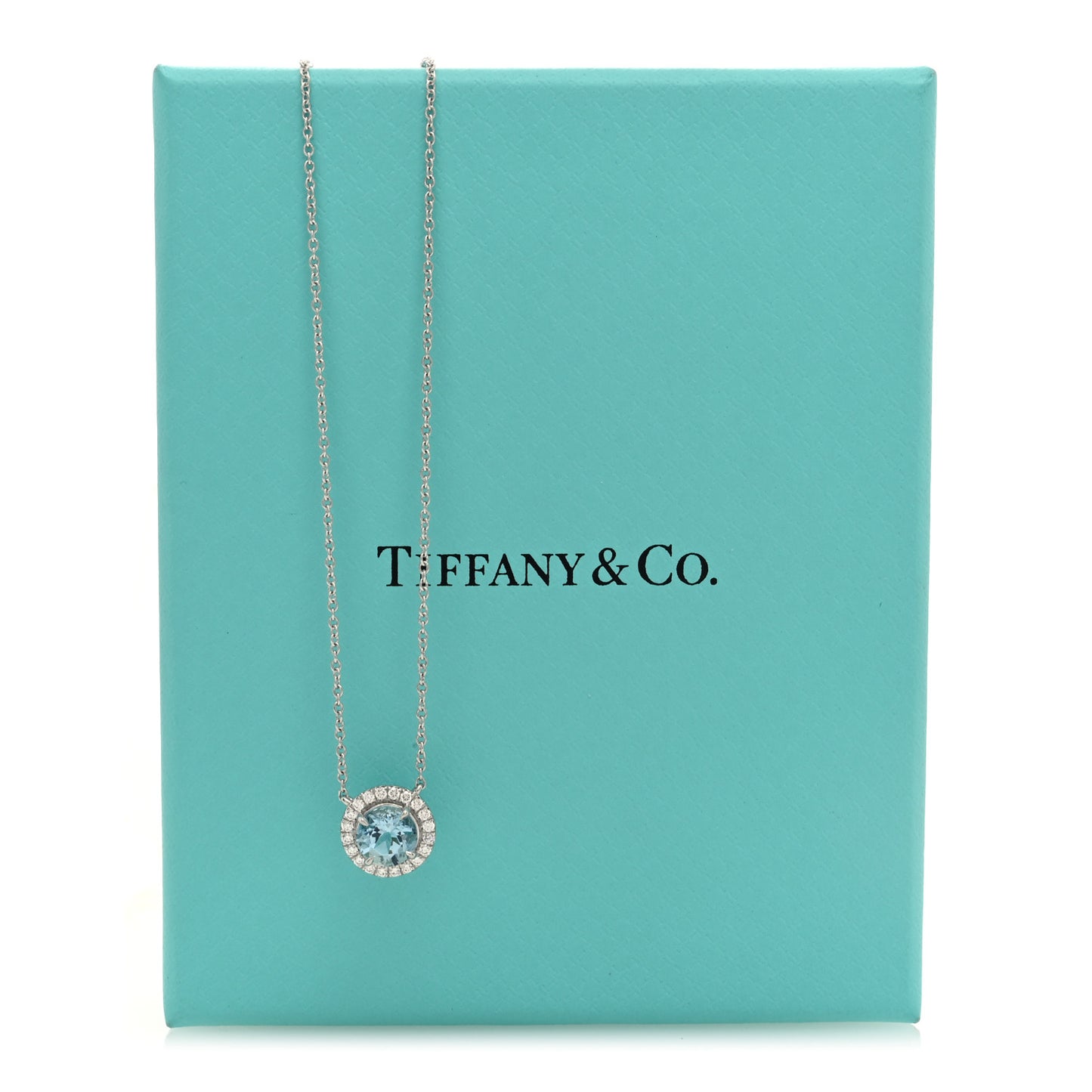Platinum Diamond Aquamarine Soleste Pendant Necklace
