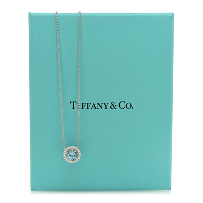 Tiffany Platinum Diamond Aquamarine Soleste Pendant Necklace 5 of 5