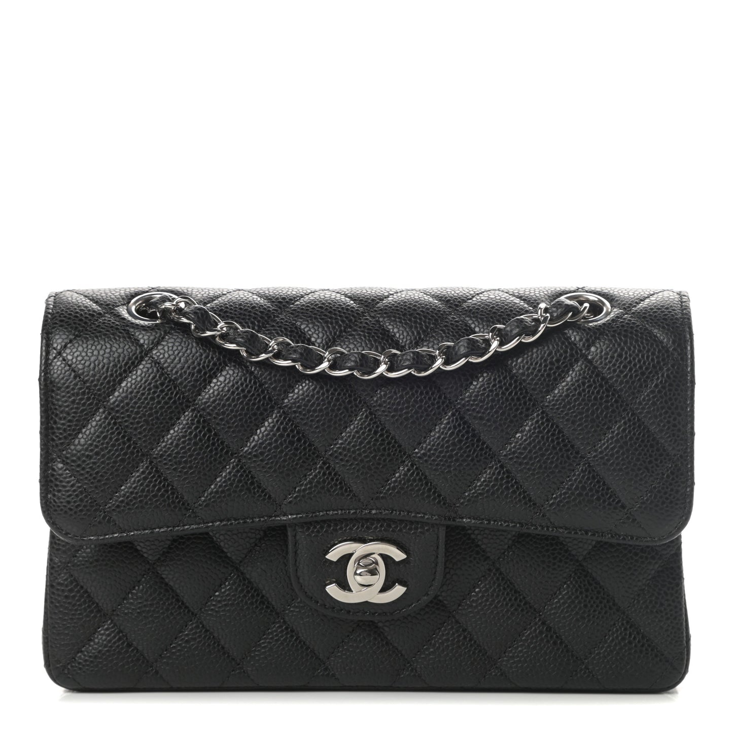 Caviar Quilted Small Double Flap Black