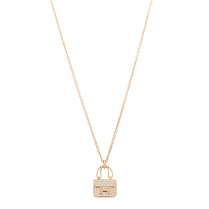 Hermes 18K Rose Gold Diamond Constance Amulettes Pendant Necklace 1 of 7