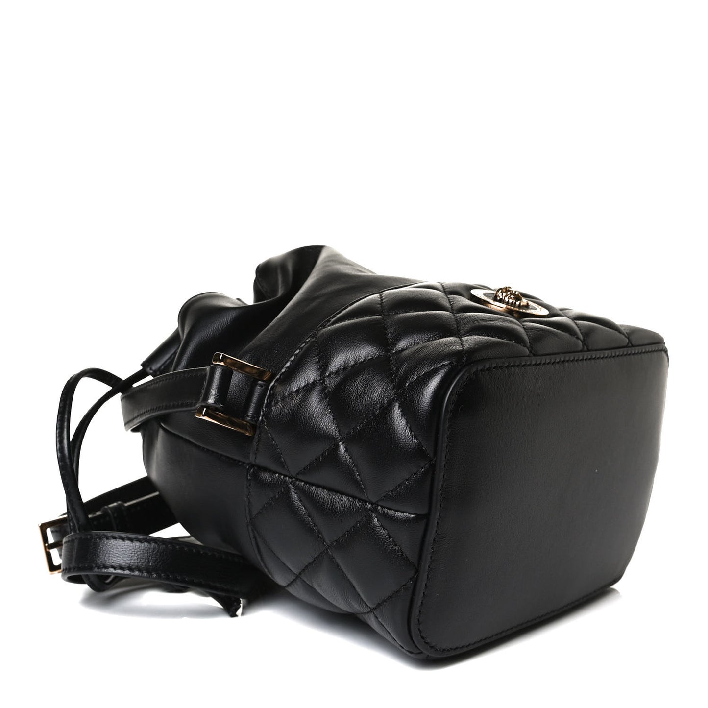 Nappa Quilted Medusa Bucket Bag Black