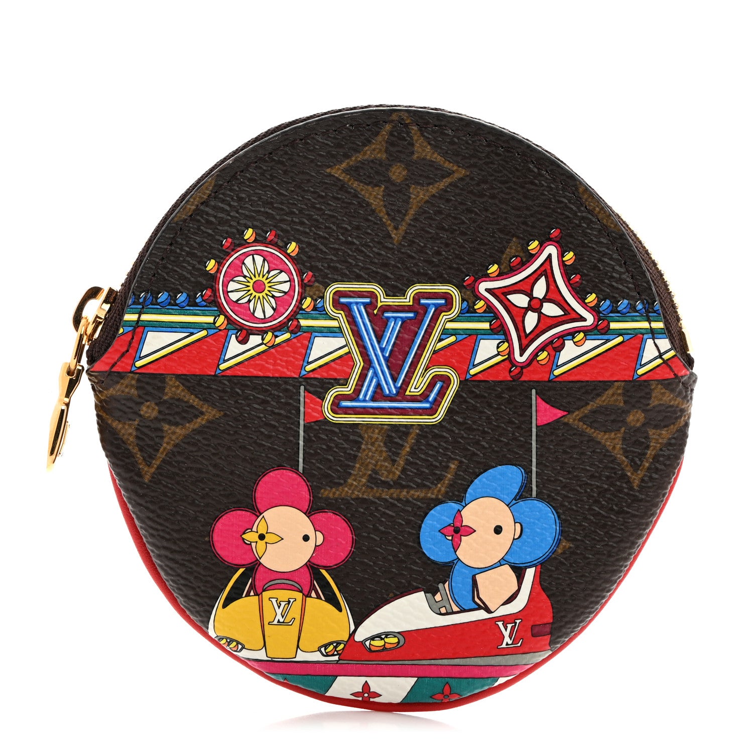 Louis Vuitton Monogram 2020 Christmas Animation Bumper Cars Round Coin Purse Coquelicot 1 of 8