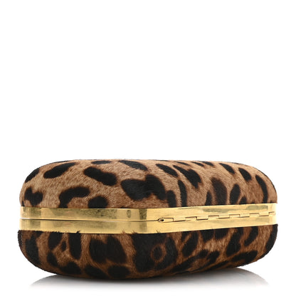 Alexander McQueen Calf Hair Leopard Print Skull Box Clutch 4 of 10