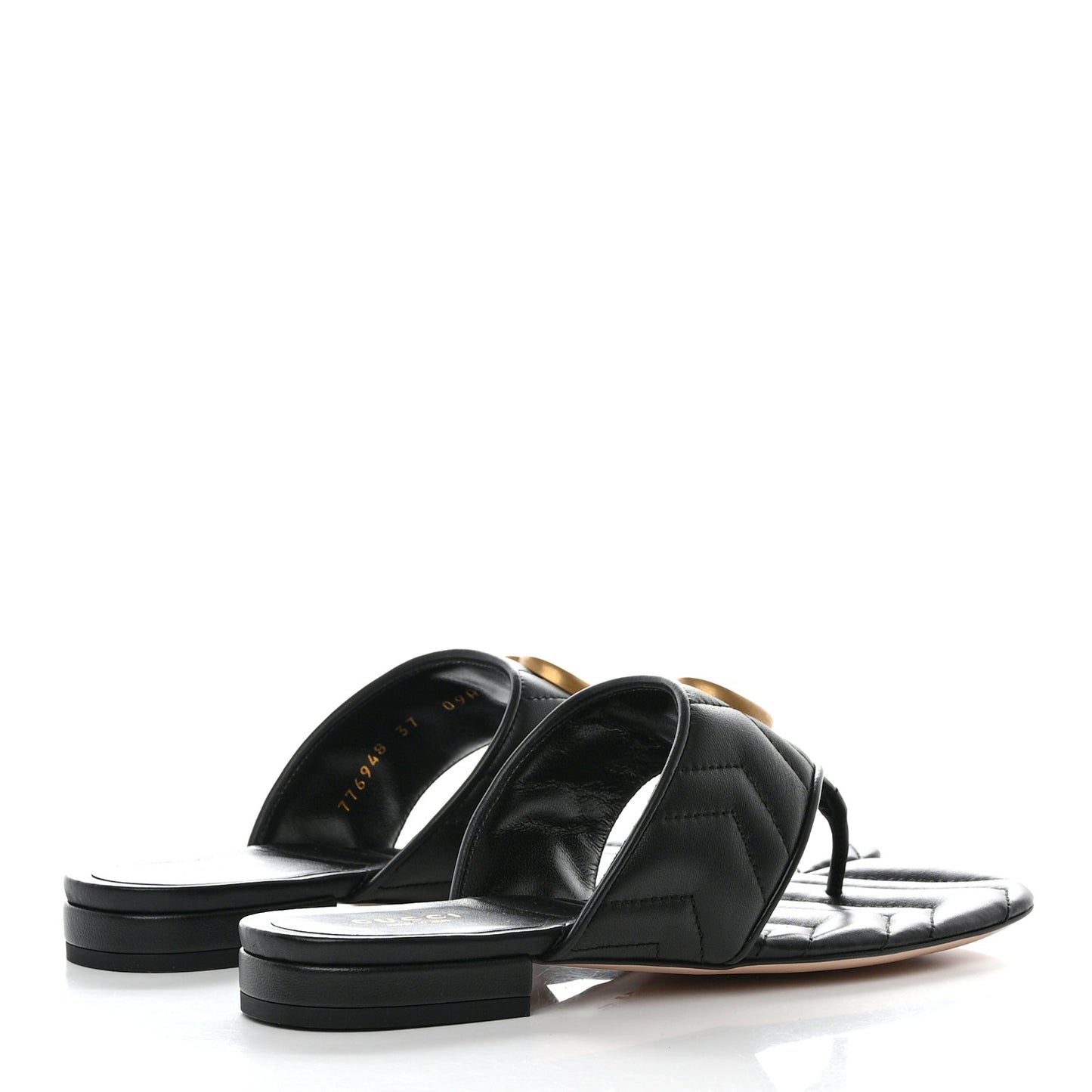 Nappa Charlotte Double G Marmont Thong Sandals 37 Black