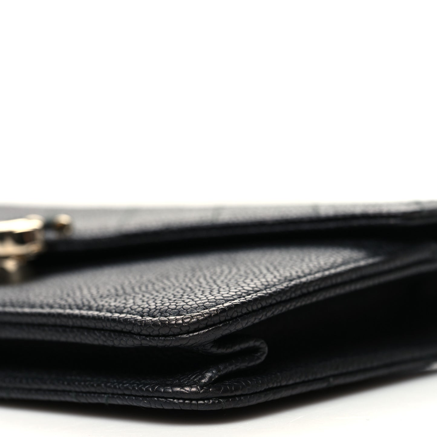 Grained Calfskin Quilted Cuba Wallet On Chain WOC Black