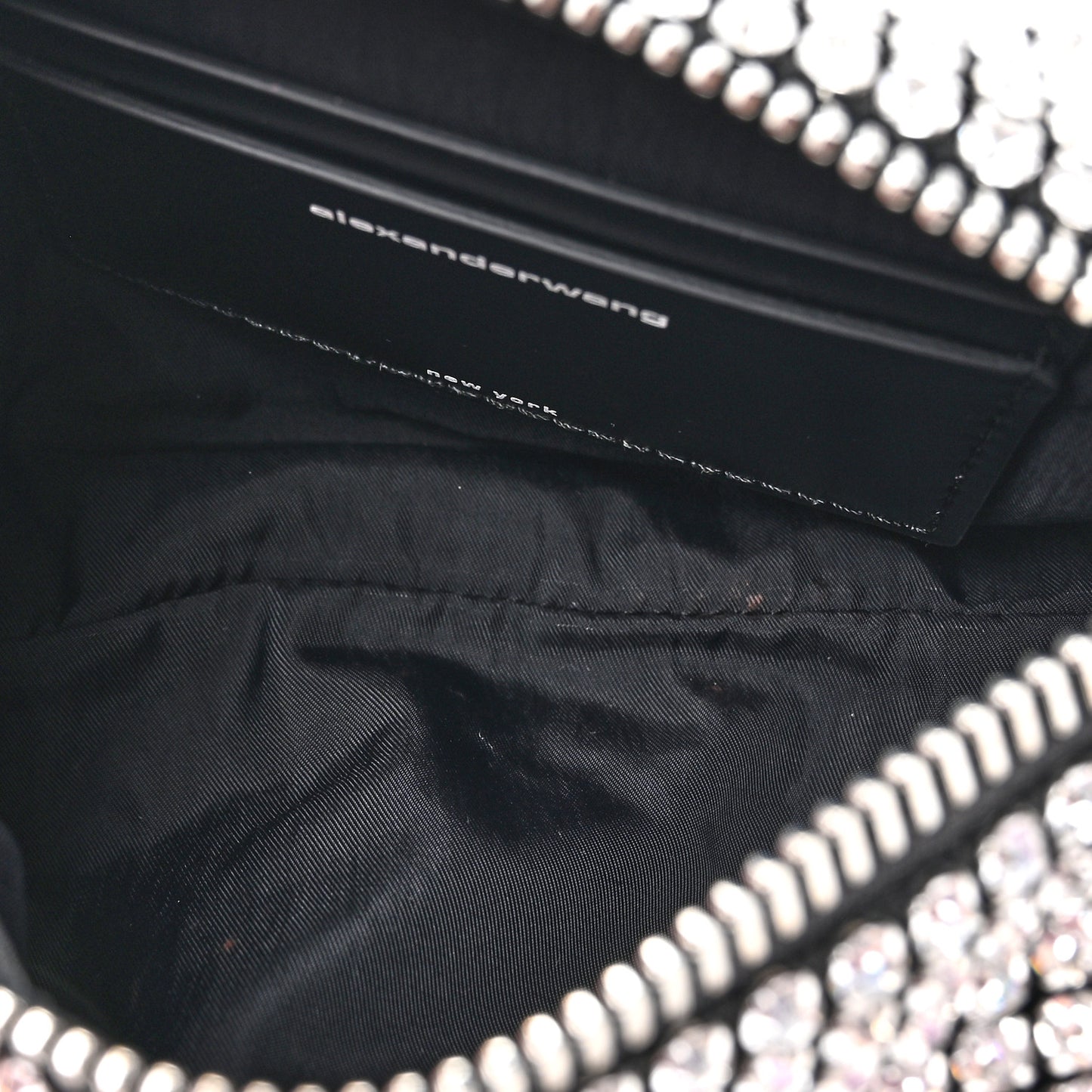 Mesh Crystal Rhinestone Mini Heiress Pouch Black Silver