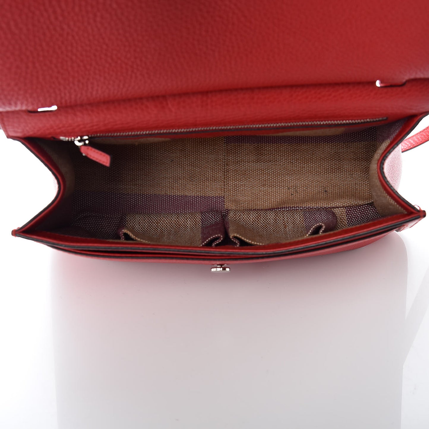 Pebbled Calfskin Medium Bamboo Daily Flap Shoulder Bag Red