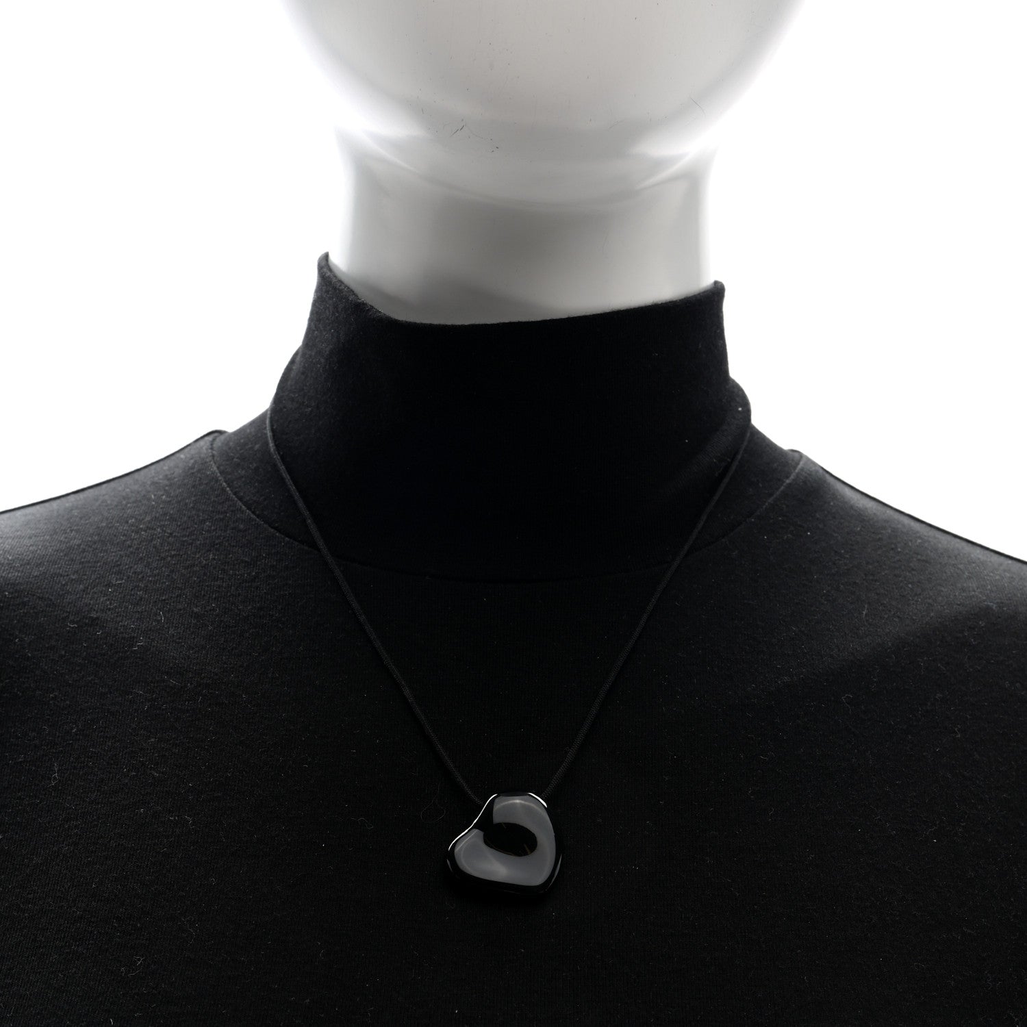 Tiffany Ruthenium 26mm Elsa Peretti Full Heart Pendant Cord Necklace Black 2 of 5