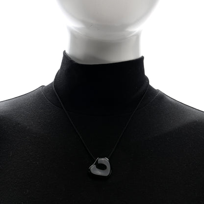 Tiffany Ruthenium 26mm Elsa Peretti Full Heart Pendant Cord Necklace Black 2 of 5