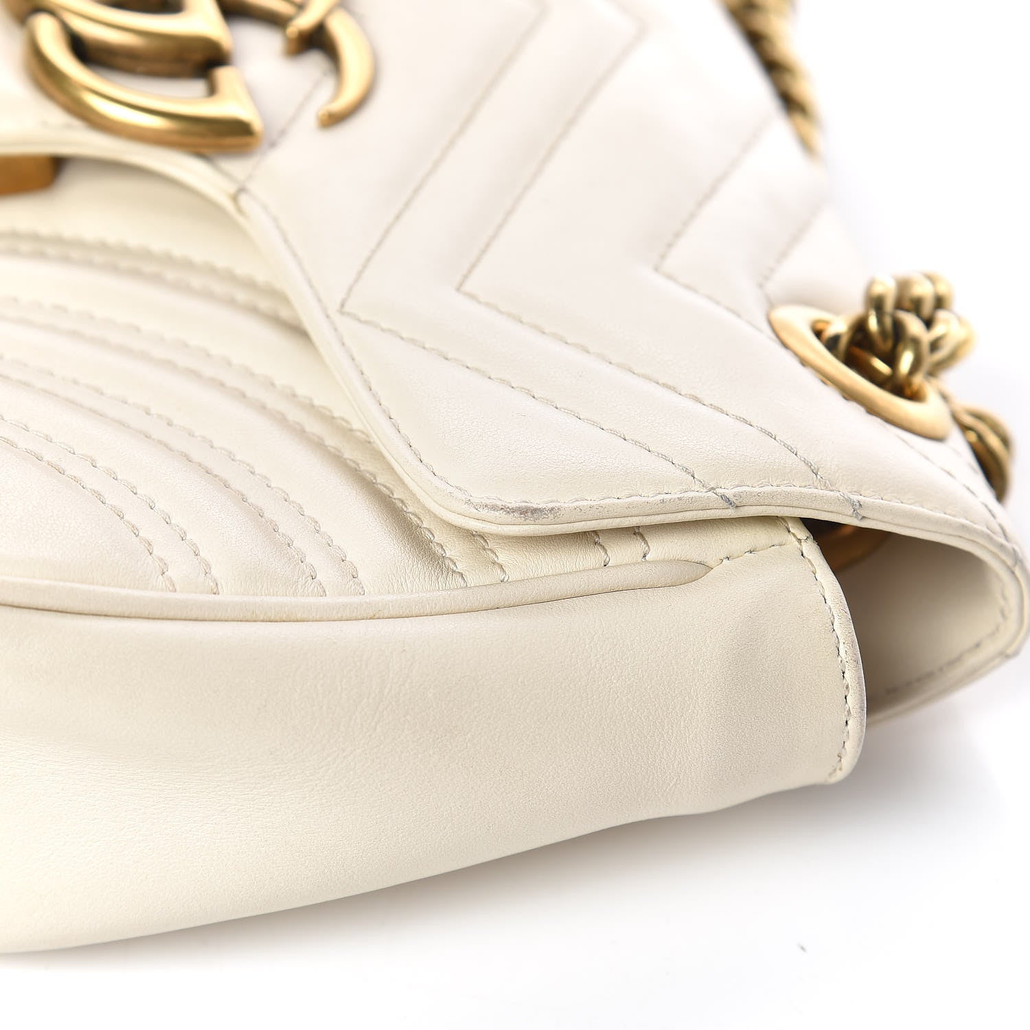 Gucci Calfskin Matelasse Mini GG Marmont Shoulder Bag White 12 of 13