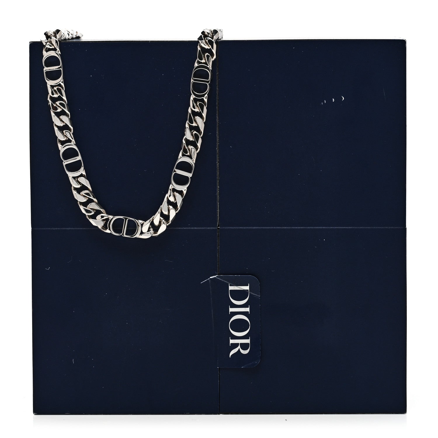 Christian Dior Brass CD Icon Thin Chain Link Necklace Silver 5 of 5
