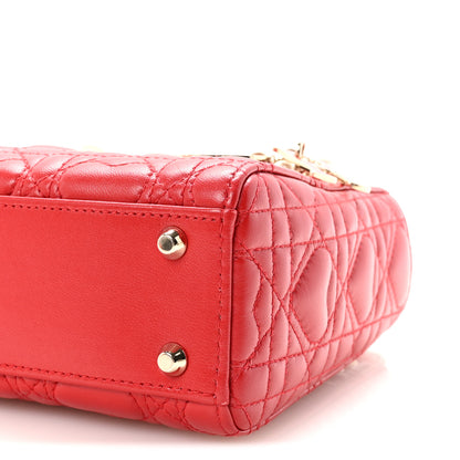 Christian Dior Calfskin Cannage Dioramour Mini Lady Dior Bag Bright Red 9 of 10
