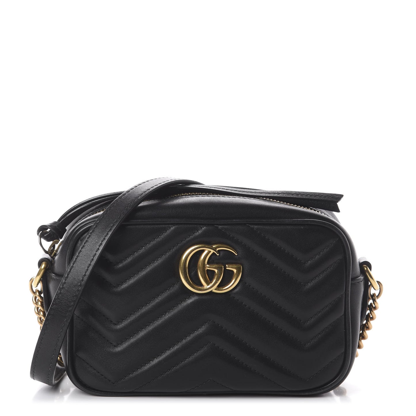 Calfskin Matelasse Mini GG Marmont Chain Shoulder Bag Black