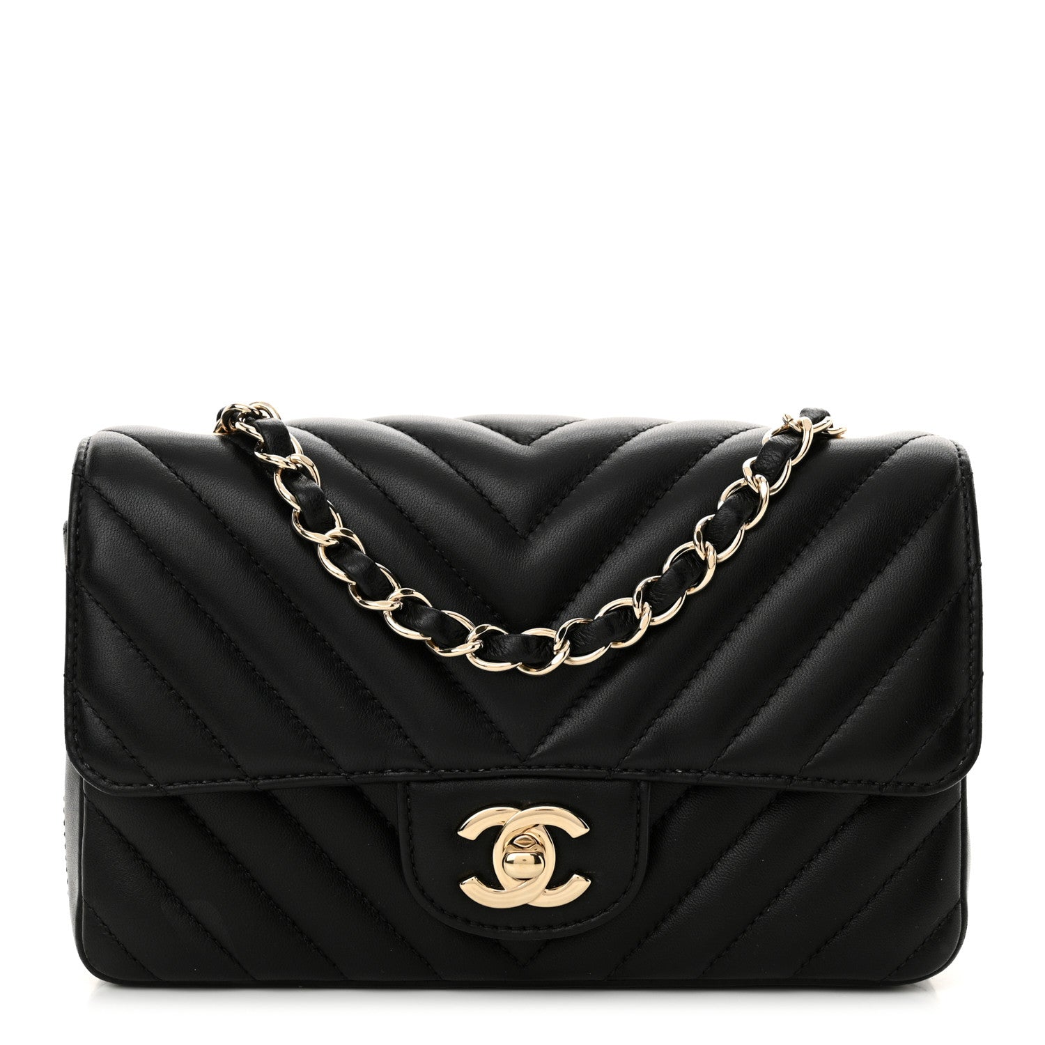 Chanel Lambskin Chevron Quilted Mini Rectangular Flap Black 1 of 11