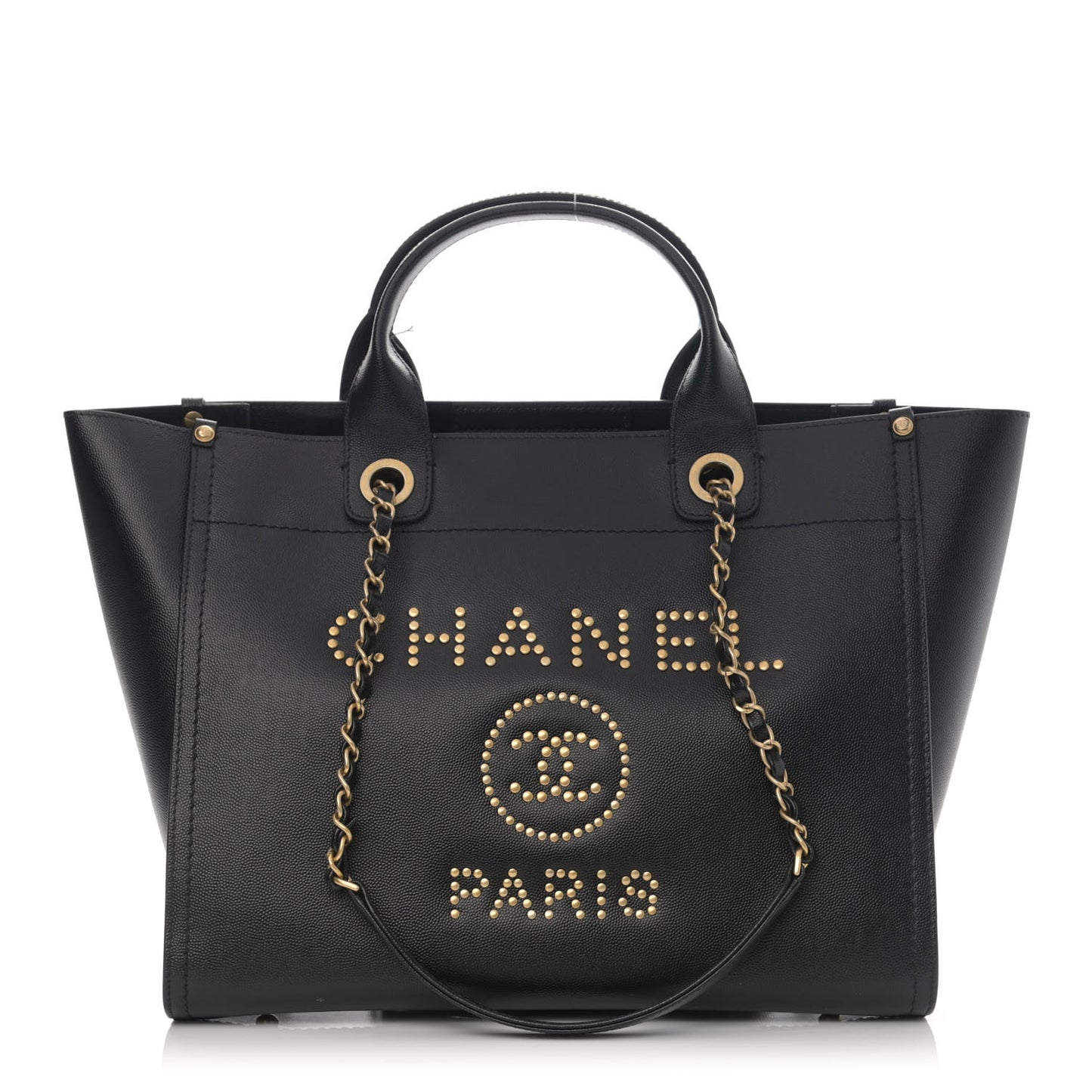 Caviar Small Studded Deauville Tote Black