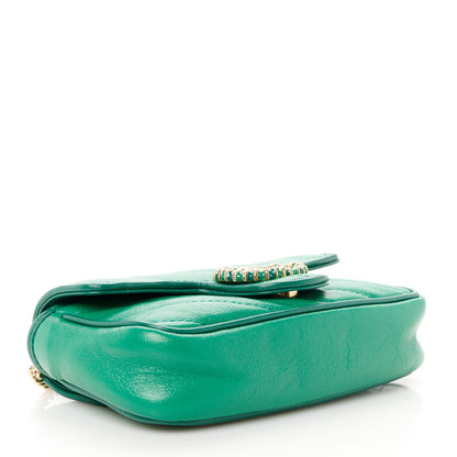 Gucci Azalea Calfskin Enamel Matelasse Diagonal Super Mini Torchon GG Marmont Shoulder Bag New Shamarock Emerald 4 of 10