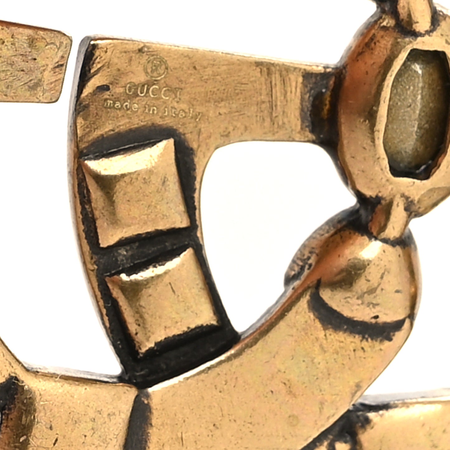 Crystal Double G Clip On Earrings Aged Gold Multicolor