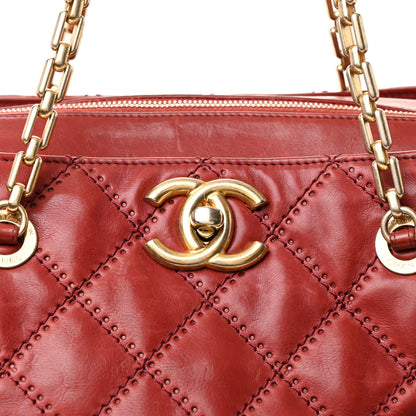 Chanel Calfskin Quilted Medium Retro Chain Tote Red 10 of 12