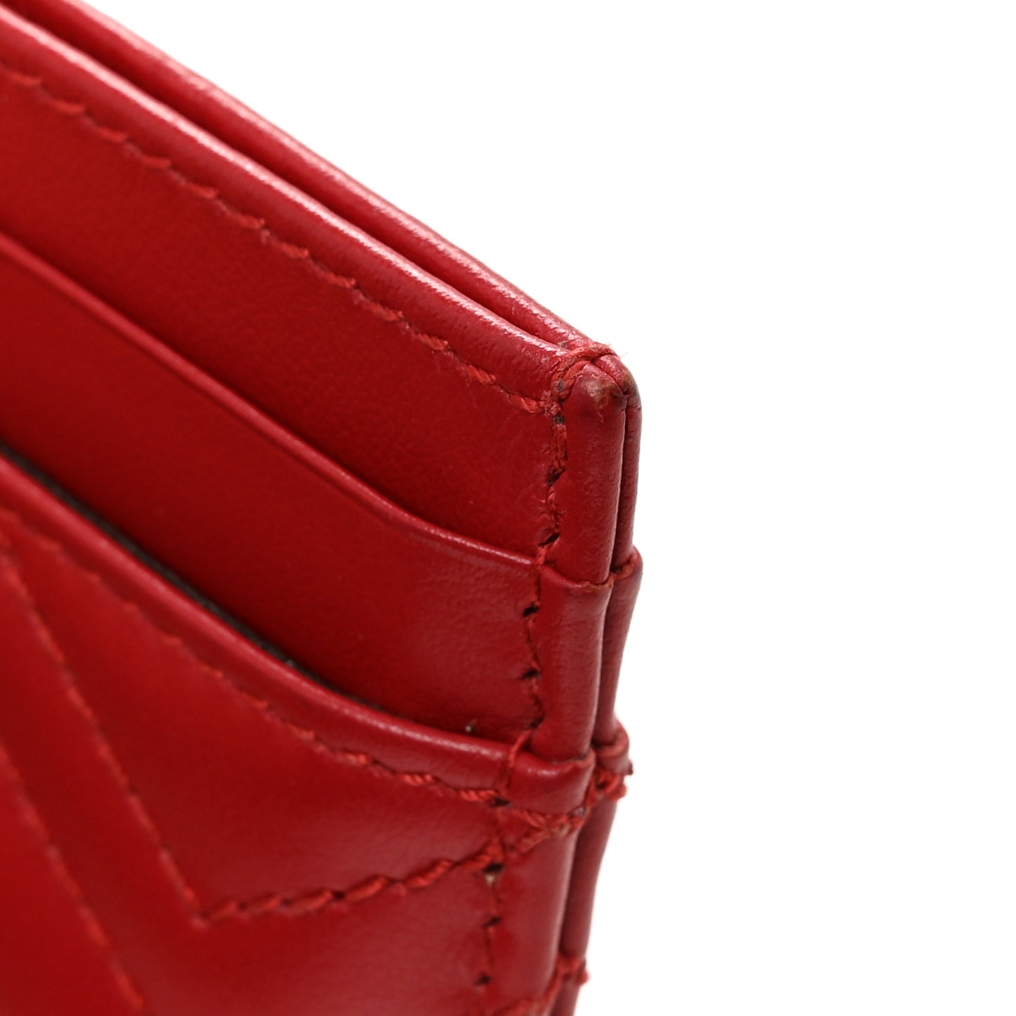 Calfskin Matelasse GG Marmont Card Holder Hibiscus Red
