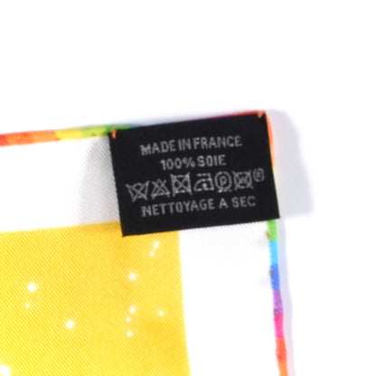 Hermes Silk Space Derby Scarf 90 Jaune Vif Vert Fluo Multicolor 2 of 5