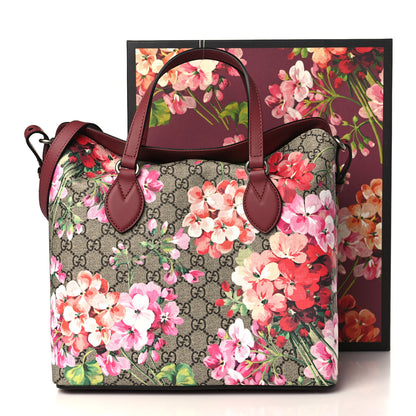 Gucci GG Supreme Monogram Blooms Linea A Foldover Tote Beige Multicolor Dry Rose 10 of 10
