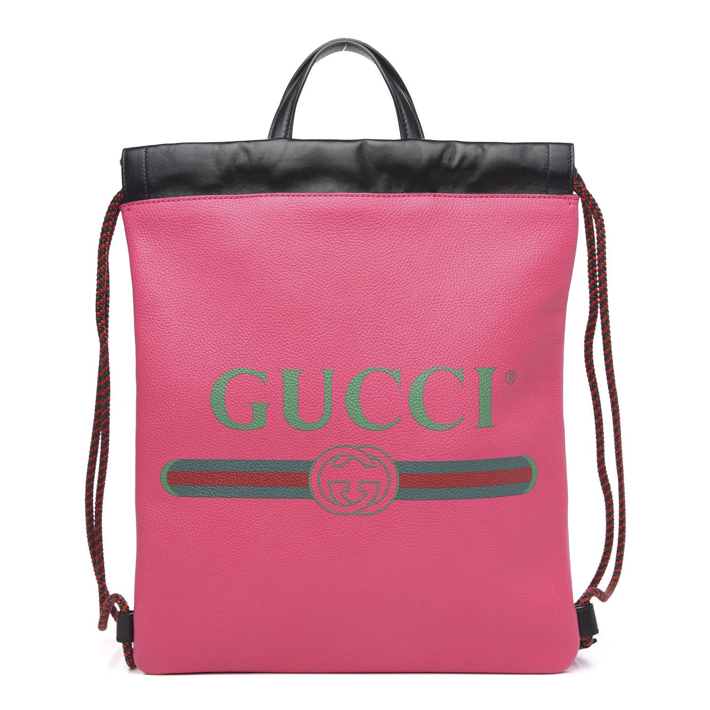 Grained Calfskin Logo Drawstring Backpack Box Pink Green Black