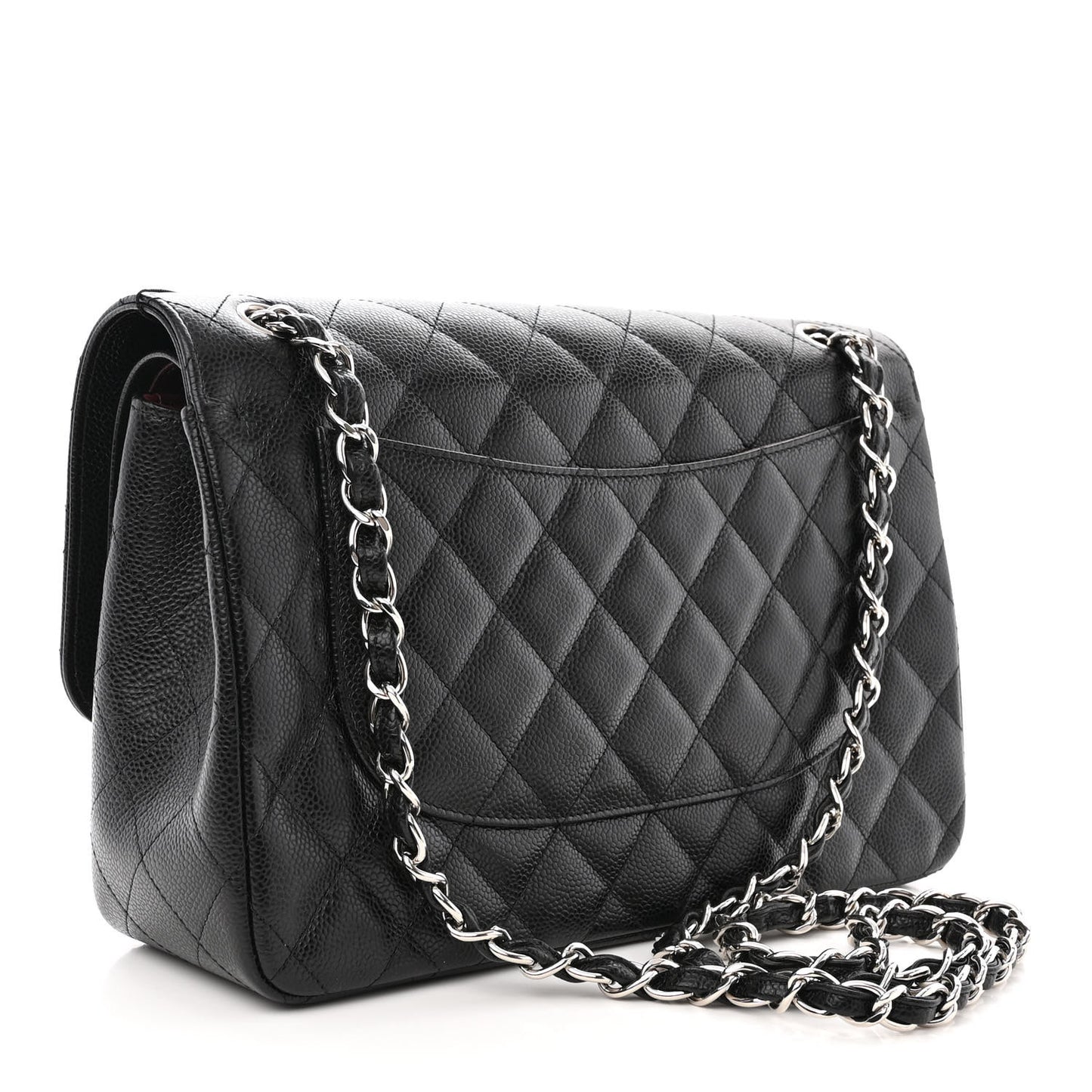 Caviar Quilted Jumbo Double Flap Black