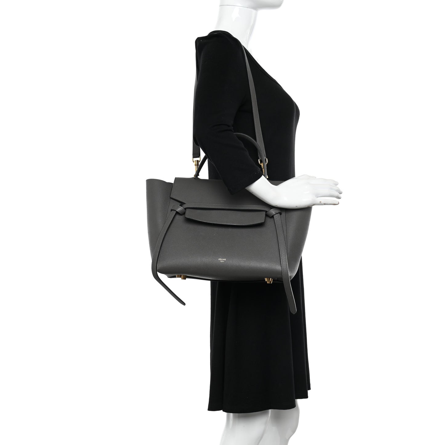 Grained Calfskin Mini Belt Bag Grey