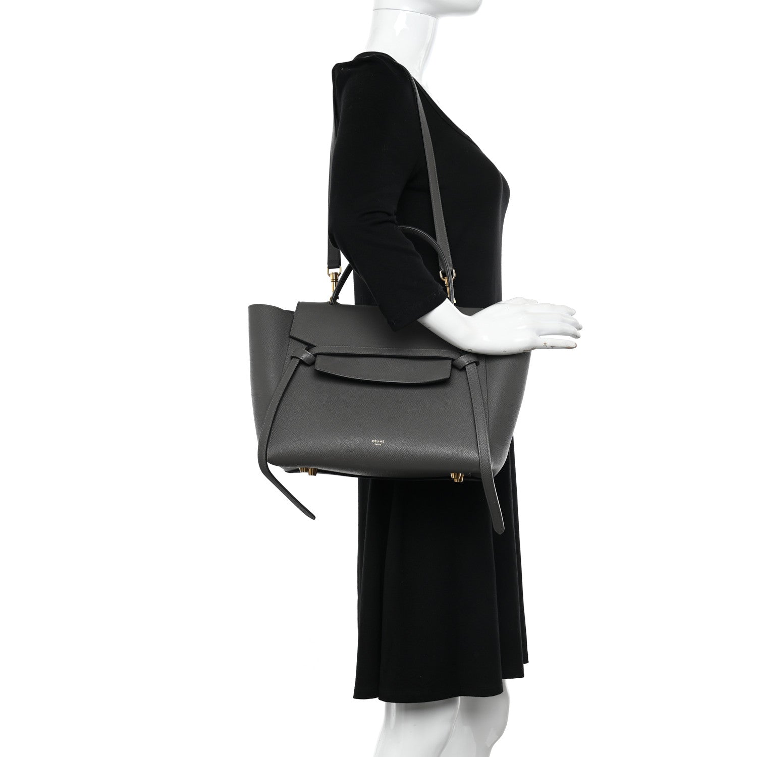 Celine Grained Calfskin Mini Belt Bag Grey 2 of 20