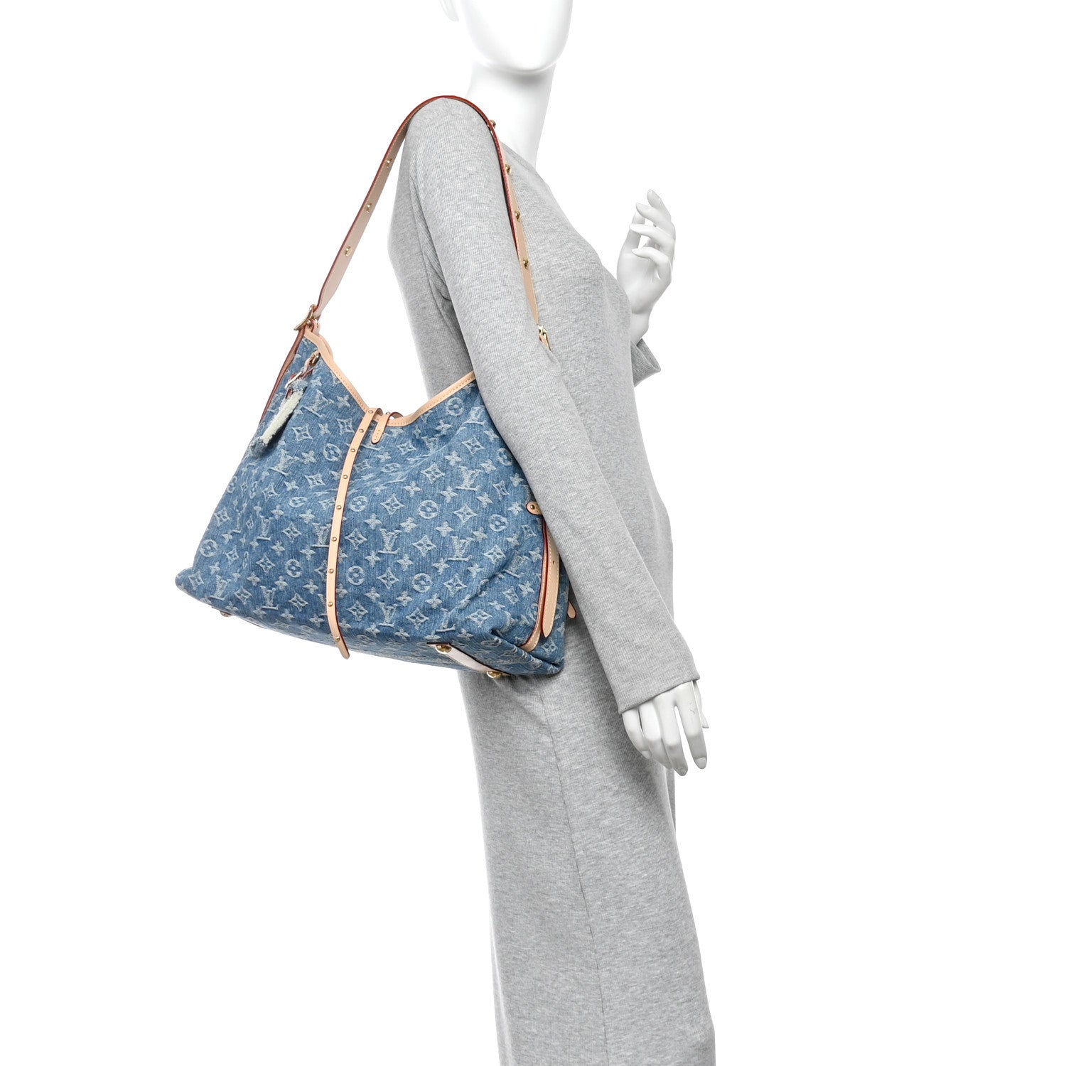 Louis Vuitton Monogram Denim CarryAll MM Blue 2 of 10