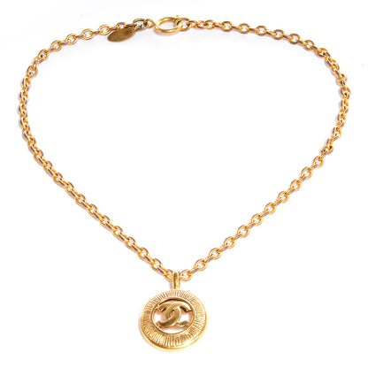 Chanel Sunburst Cutout CC Necklace Gold 5 of 5