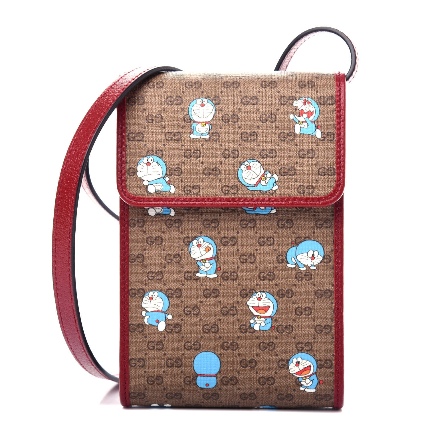 Gucci X DORAEMON Mini Vintage GG Supreme Monogram Mini Crossbody Bag Beige Cherry Red 1 of 10