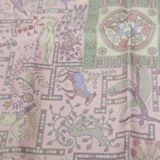 Silk Forces de la Vie Pocket Square Scarf Pink