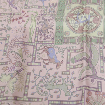 Hermes Silk Forces de la Vie Pocket Square Scarf Pink 4 of 5