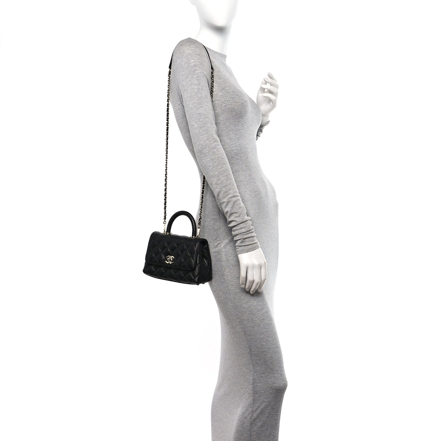 Caviar Quilted Extra Mini Coco Handle Flap Black