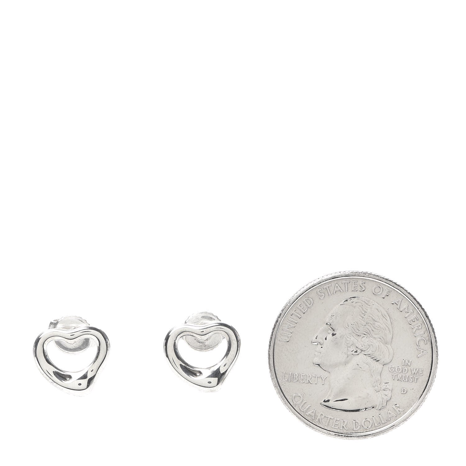 Tiffany Sterling Silver 11mm Elsa Peretti Open Heart Earrings 2 of 4