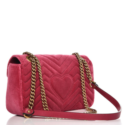 Gucci Velvet Matelasse Small GG Marmont Shoulder Bag Light Raspberry Rose 3 of 7