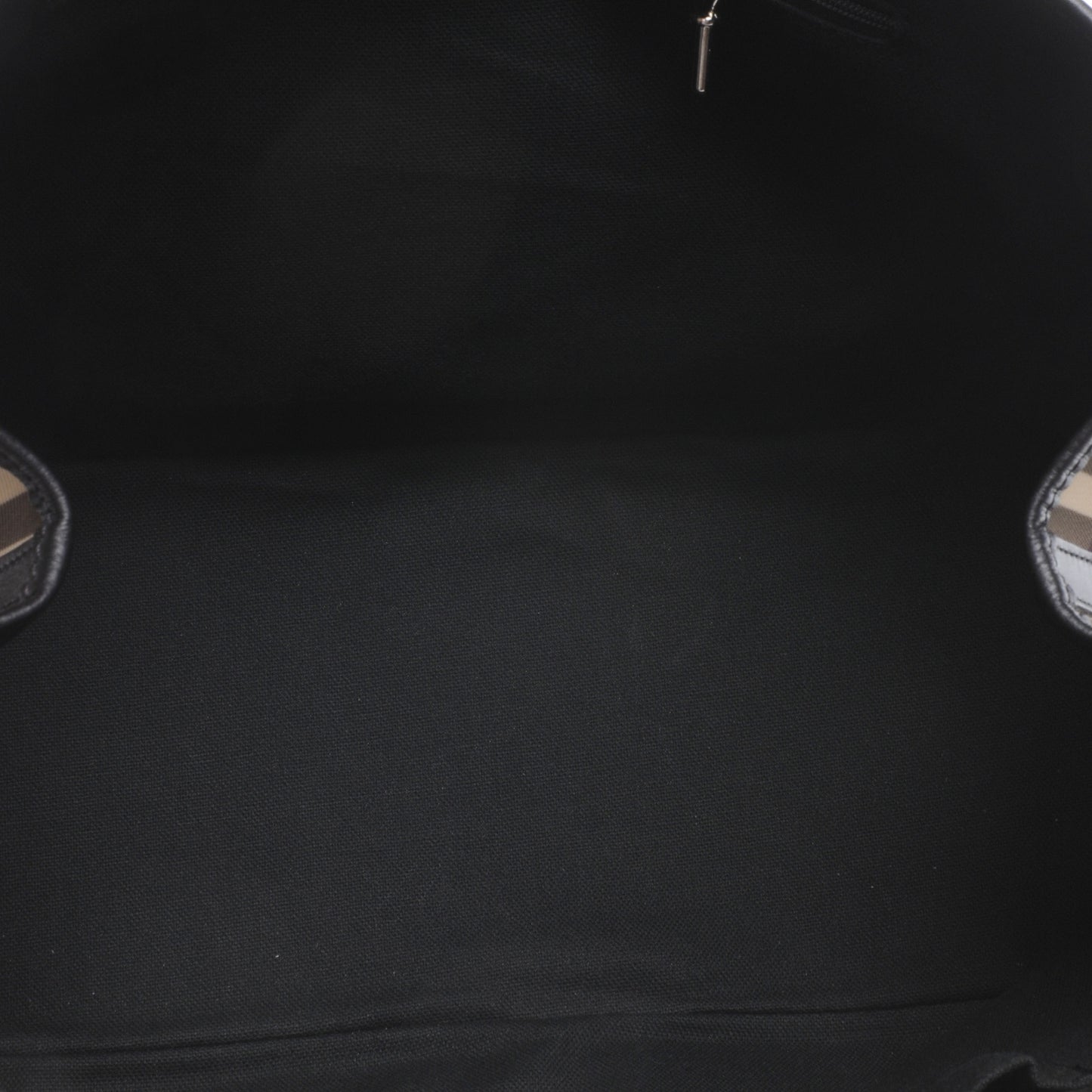 House Check Buckle Tote Black