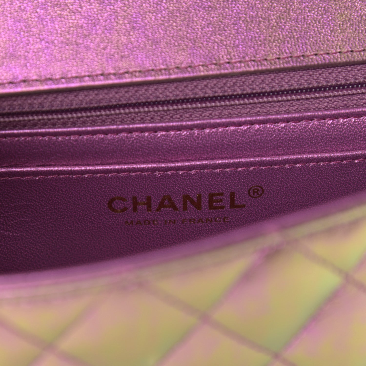 Chanel Iridescent Lambskin Quilted Mini Rectangular Flap Purple 6 of 11