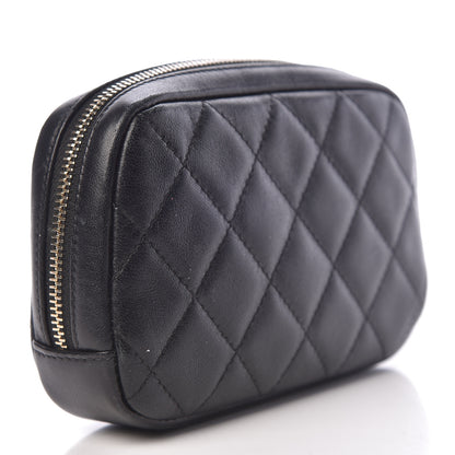 Chanel Lambskin Quilted Small Curvy Pouch Cosmetic Case Black 3 of 7