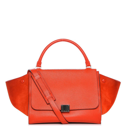 Celine Drummed Calfskin Suede Medium Trapeze Vermillion 1 of 7
