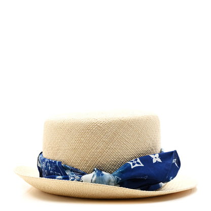Louis Vuitton Straw Monogram Bandana Hat Blue 3 of 7