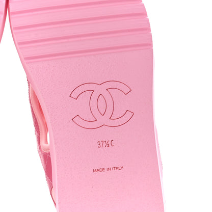 Chanel Goatskin Fabric Gladiator Sandals 37.5 Pink 6 of 10
