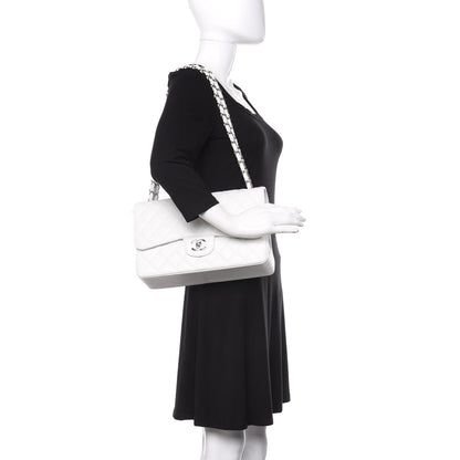 Chanel Caviar Quilted Jumbo Double Flap White 2 of 10