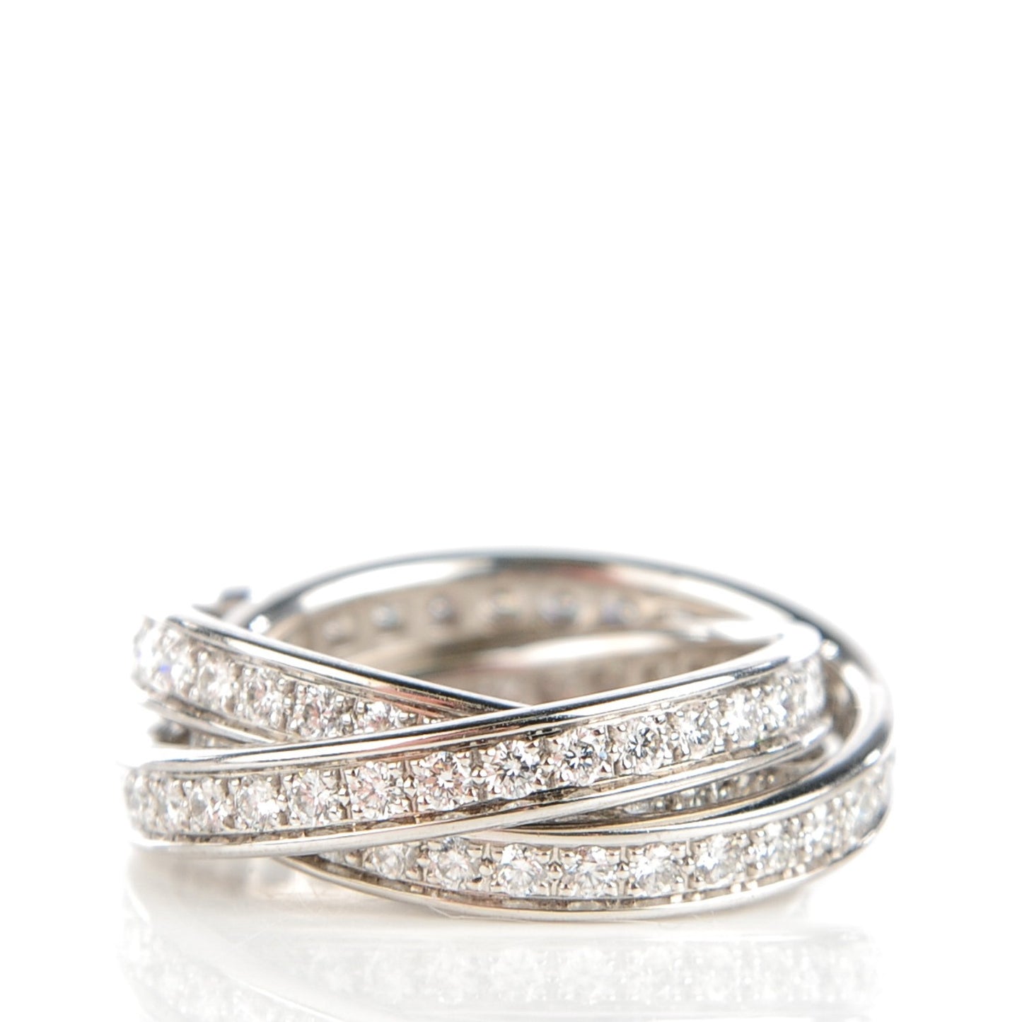 18K White Gold Diamond Trinity Ring 52 6