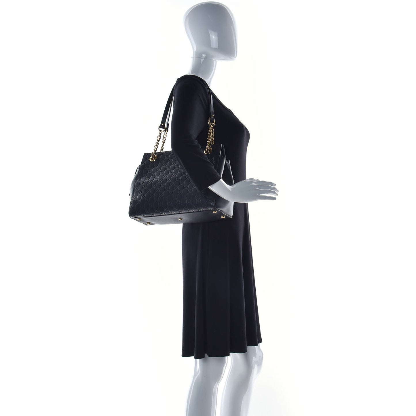 Guccissima Signature Medium Shoulder Tote Bag Black